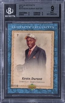 2007-08 Upper Deck Artifacts Blue "Suit Exclusive" #215 Kevin Durant Rookie Card (#08/10) - BGS MINT 9